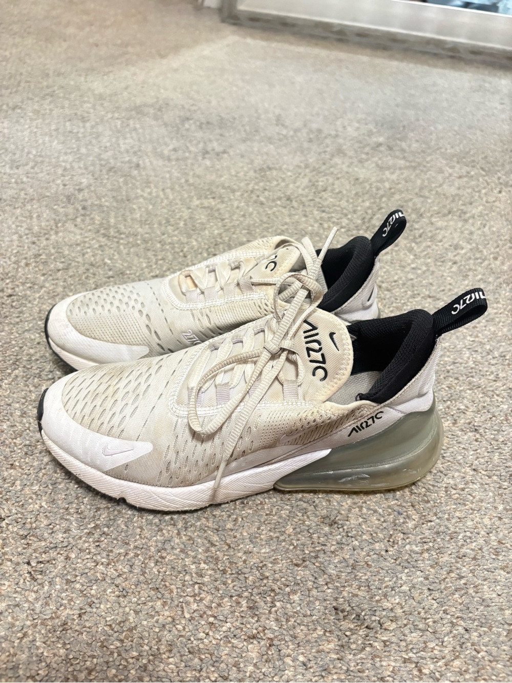 Nike Air Max 270 Cream and Black Athletic Sneakers